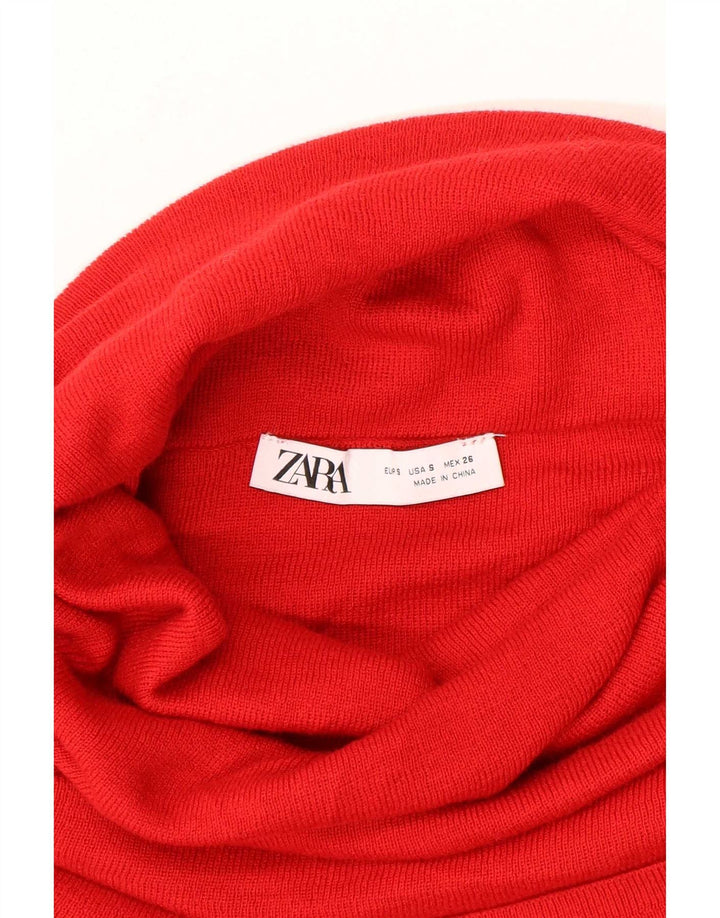 Zara Womens Roll Neck Jumper Sweater UK 8 Small Red