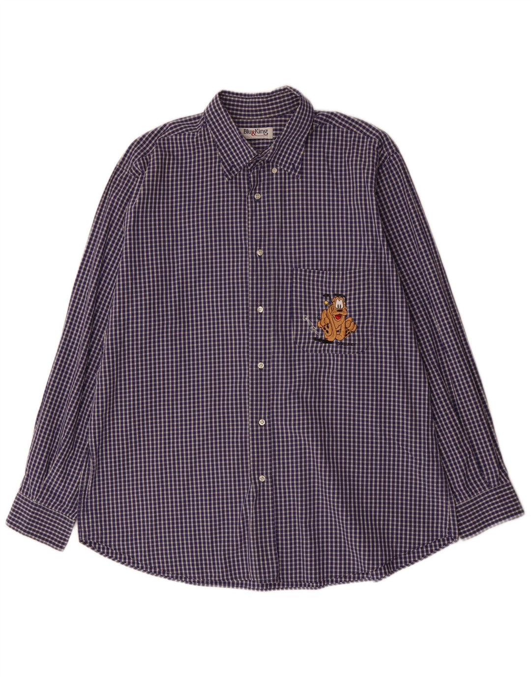 VINTAGE Mens Shirt 2XL Navy Blue Gingham