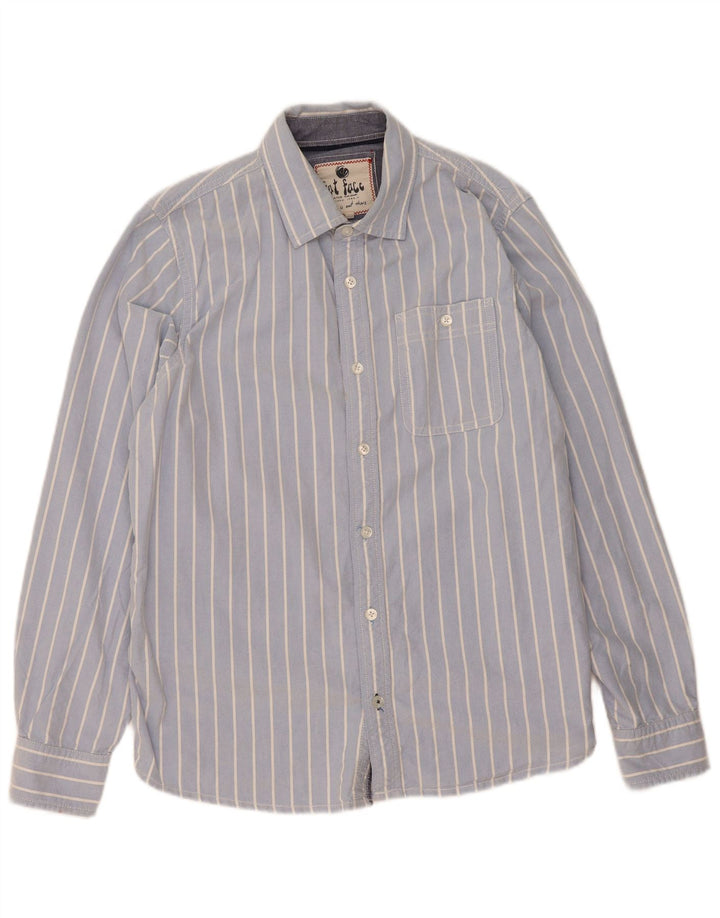 FAT FACE Mens Shirt Large Blue Striped Cotton