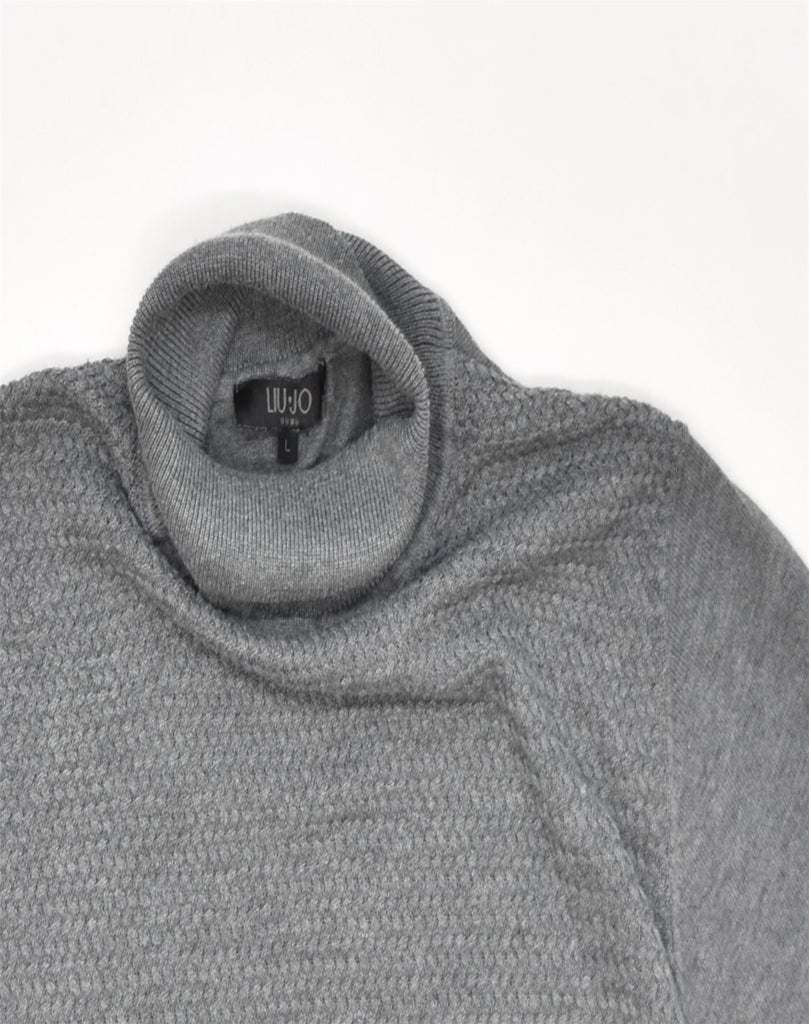 LIU JO Mens Roll Neck Jumper Sweater Large Grey Cotton | Vintage | Thrift | Second-Hand | Used Clothing | Messina Hembry 