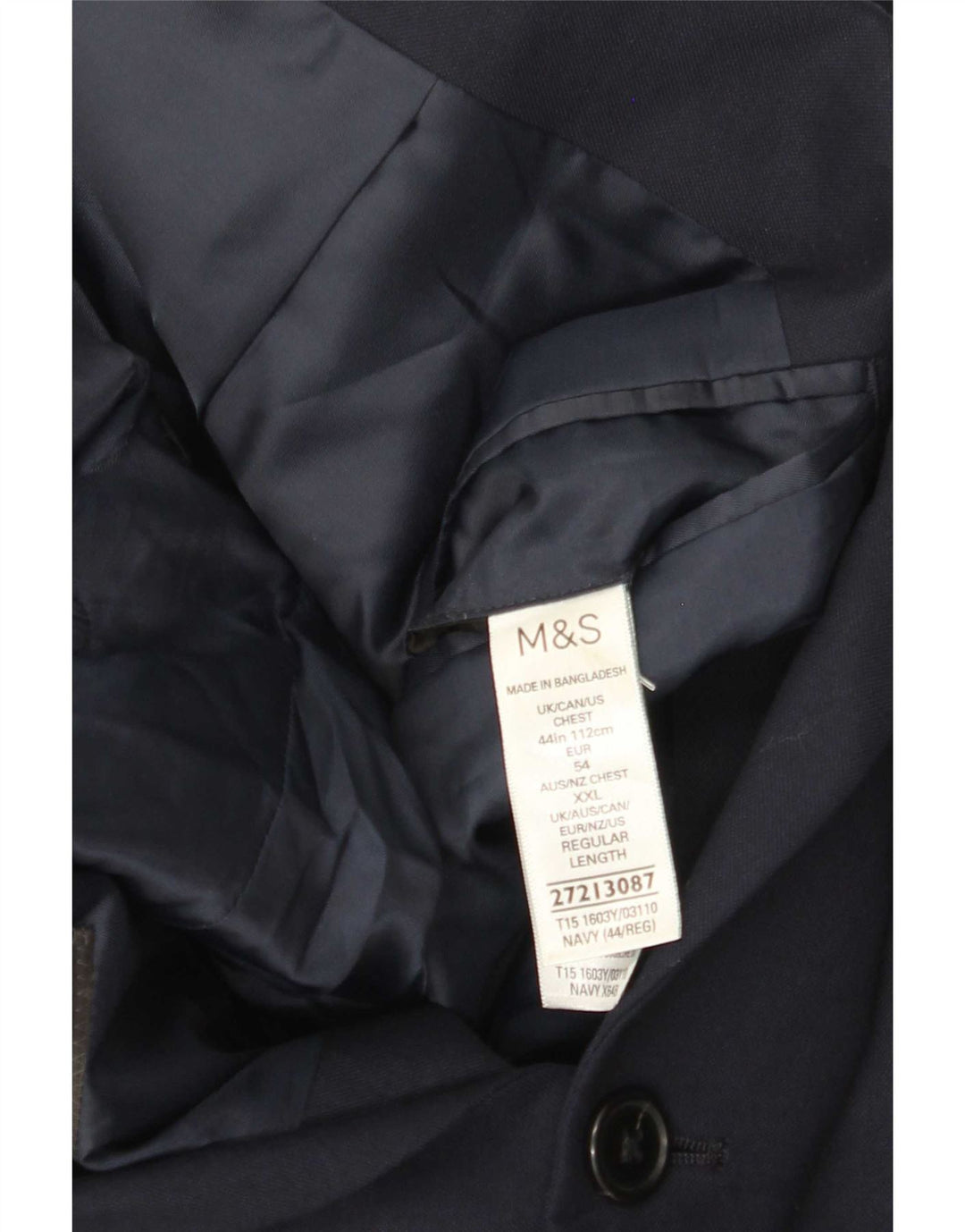 Marks & Spencer Mens 2 Button Blazer Jacket UK 44 XL Navy Blue Polyester