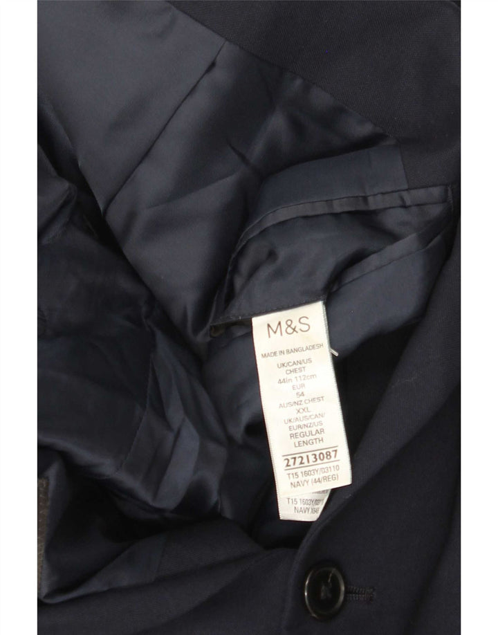 Marks & Spencer Mens 2 Button Blazer Jacket UK 44 XL Navy Blue Polyester