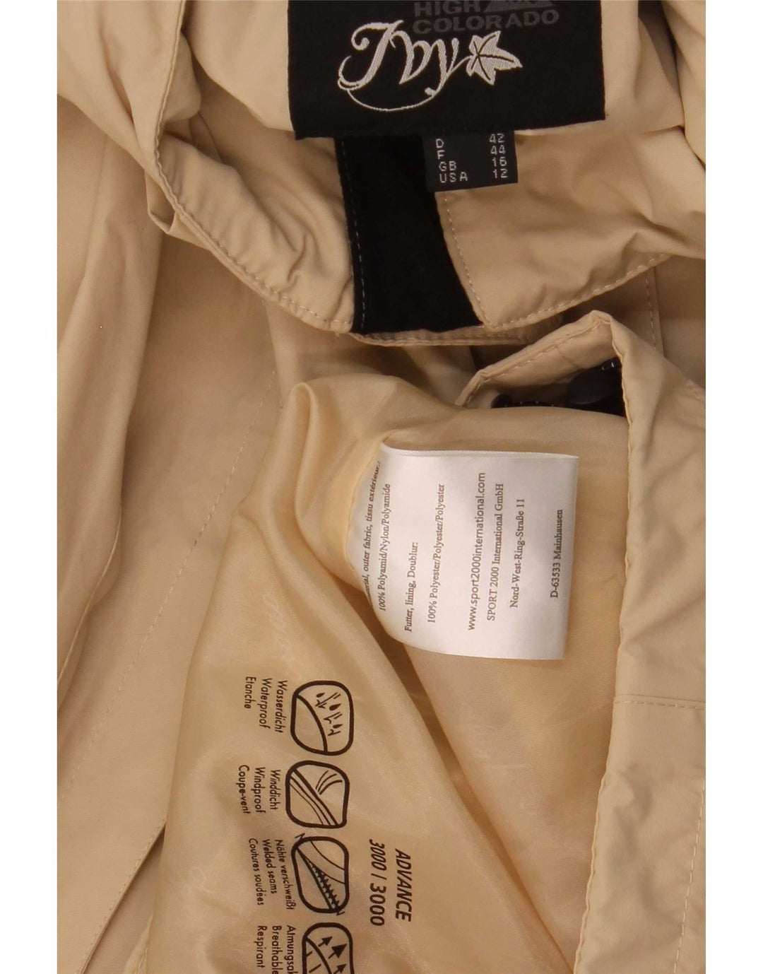 High Colorado Womens Rain Jacket UK 16 Large Beige Polyamide