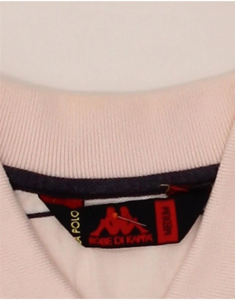 KAPPA Mens Polo Shirt Medium Off White Striped Cotton Vintage Kappa and Second-Hand Kappa from Messina Hembry 