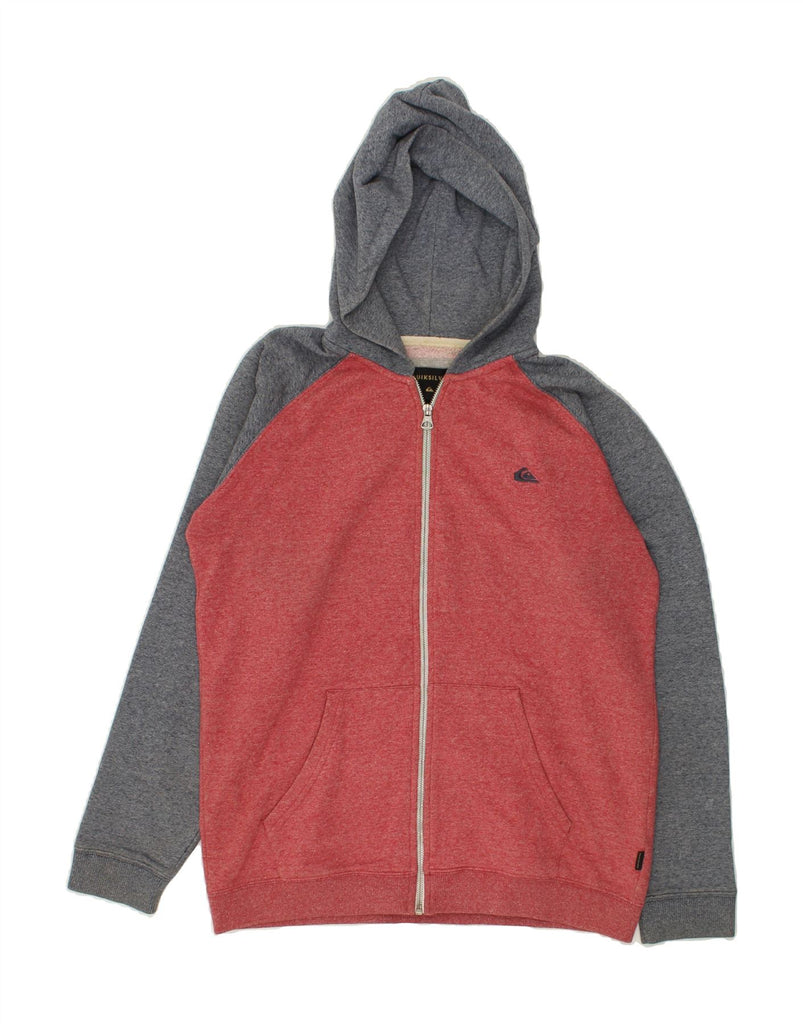 QUIKSILVER Mens Zip Hoodie Sweater XL Red Colourblock Cotton | Vintage Quiksilver | Thrift | Second-Hand Quiksilver | Used Clothing | Messina Hembry 
