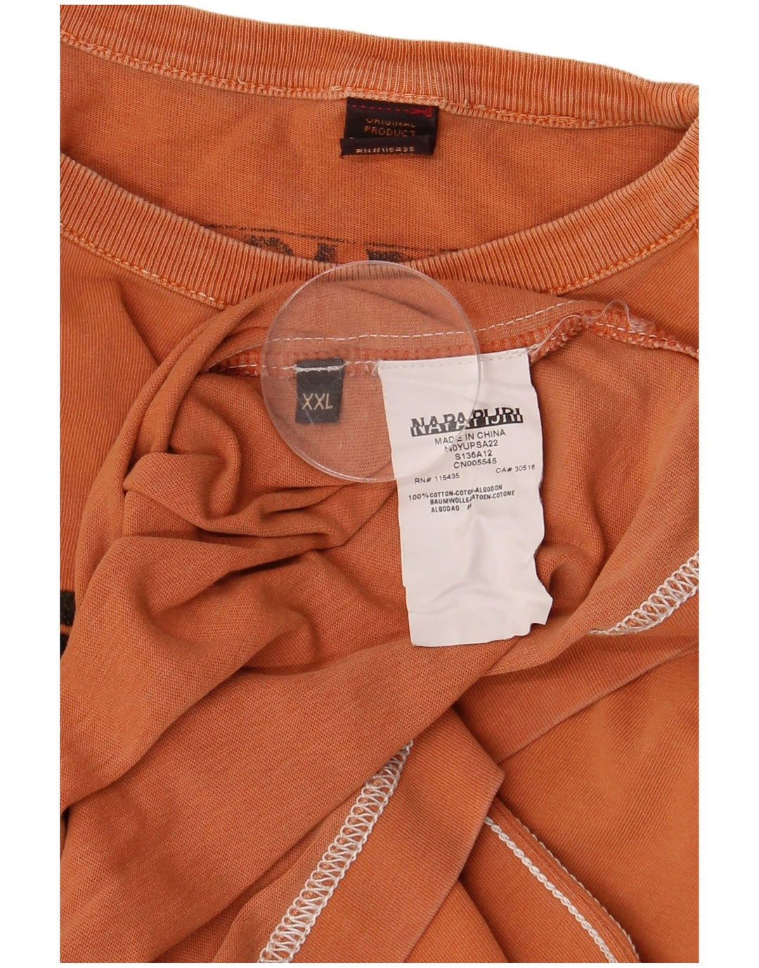 NAPAPIJRI Mens Graphic T-Shirt Top 2XL Orange Cotton