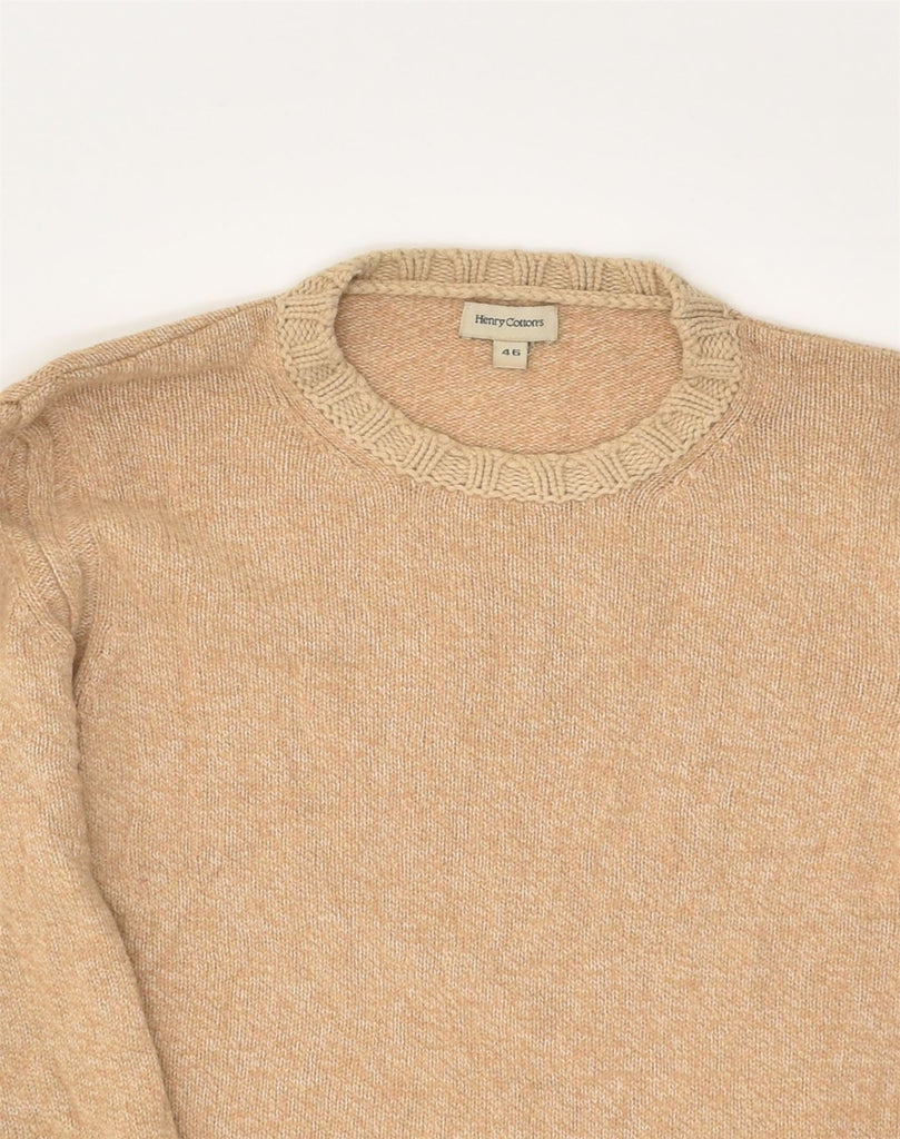 HENRY COTTONS Womens Crew Neck Jumper Sweater IT 46 Large Beige Wool | Vintage Henry Cottons | Thrift | Second-Hand Henry Cottons | Used Clothing | Messina Hembry 