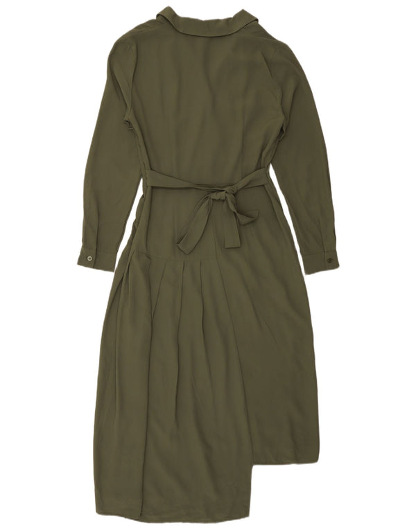 Topshop Womens Asymmetric Long Sleeve Maxi Dress UK 10 Small Khaki