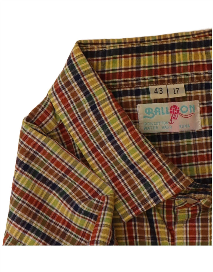 Balloon Mens Shirt Size 43 17 XL Multicoloured Check Cotton