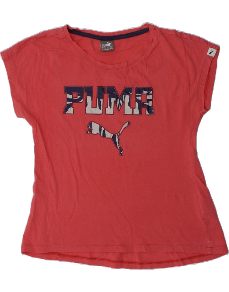 PUMA Girls Graphic T-Shirt Top 9-10 Years Medium Red Cotton | Vintage Puma | Thrift | Second-Hand Puma | Used Clothing | Messina Hembry 