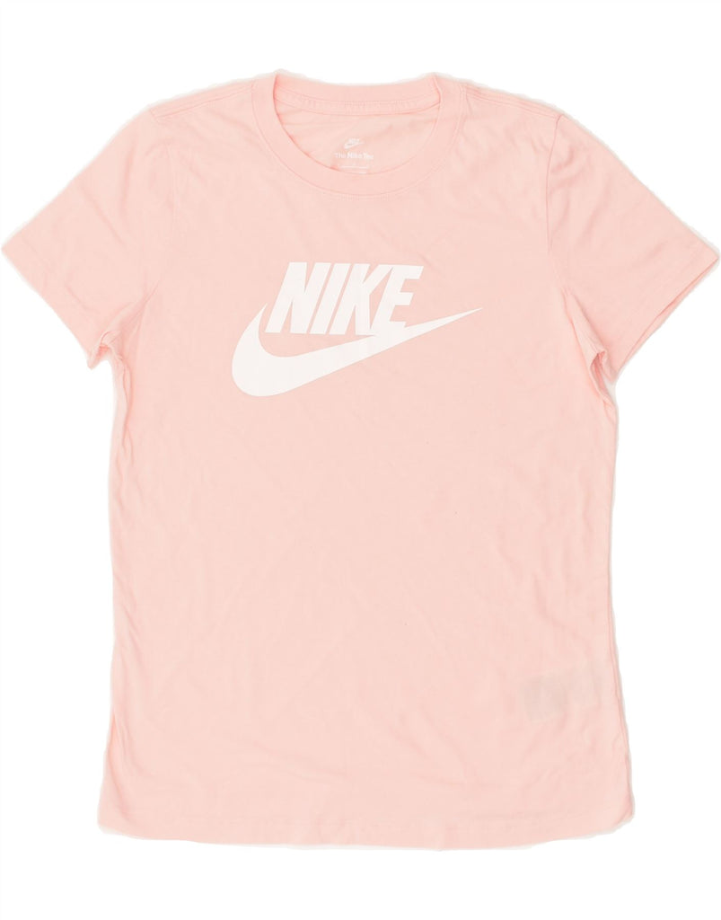 NIKE Womens Graphic T-Shirt Top UK 10 Small Pink Cotton | Vintage Nike | Thrift | Second-Hand Nike | Used Clothing | Messina Hembry 