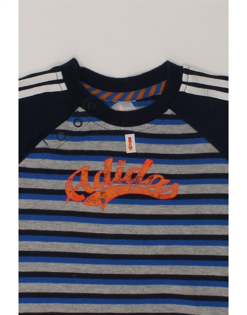 ADIDAS Baby Boys Graphic T-Shirt Top 12-18 Months Grey Striped Cotton | Vintage Adidas | Thrift | Second-Hand Adidas | Used Clothing | Messina Hembry 