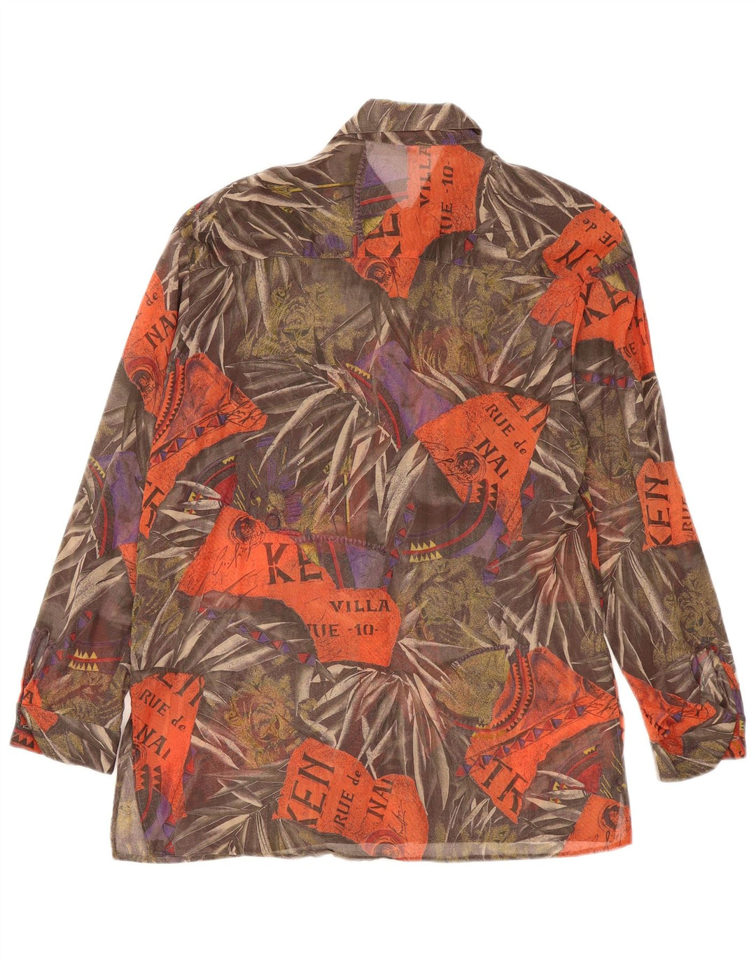 Vintage Womens Graphic Shirt EU 42 Large Multicoloured Floral Cotton