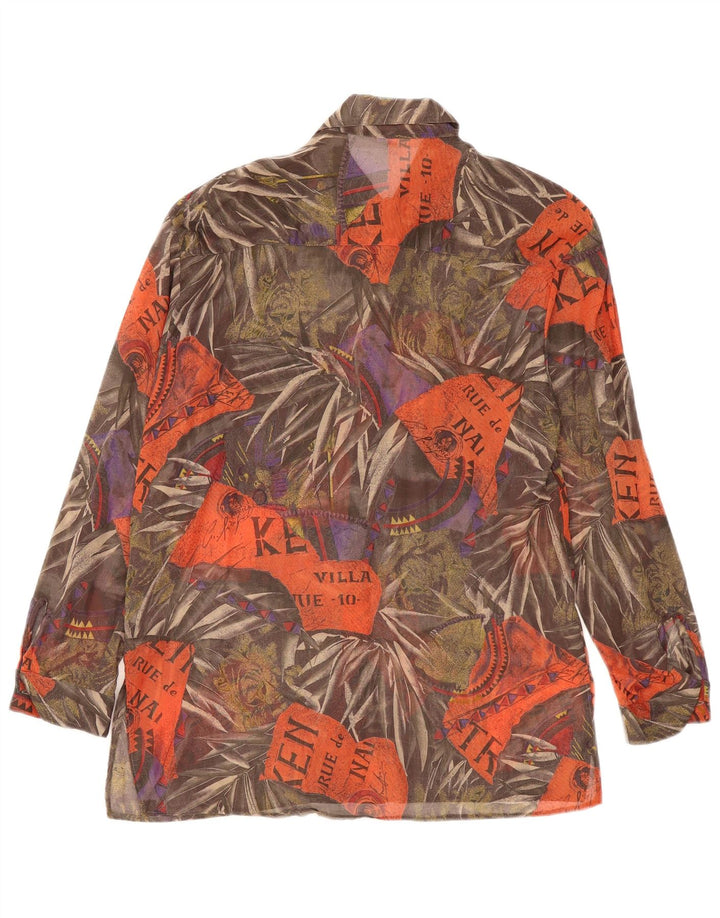 Vintage Womens Graphic Shirt EU 42 Large Multicoloured Floral Cotton