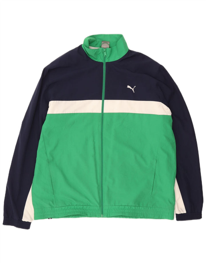 Puma Mens Tracksuit Top Jacket 2XL Navy Blue Colourblock Polyester