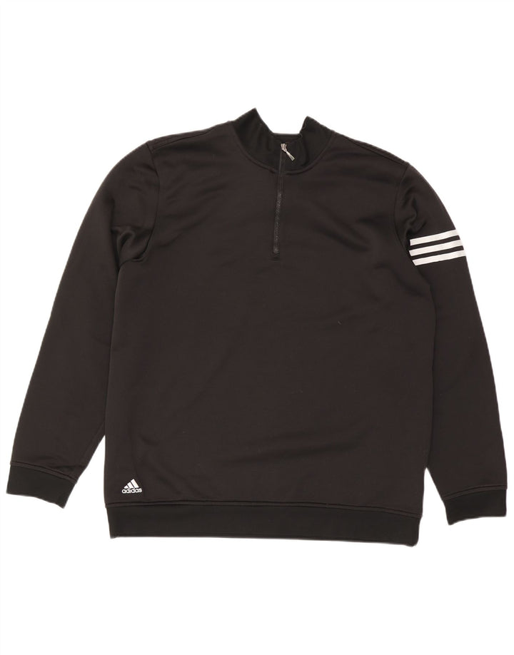 ADIDAS Mens Climalite Zip Neck Sweatshirt Jumper Large Black Polyester