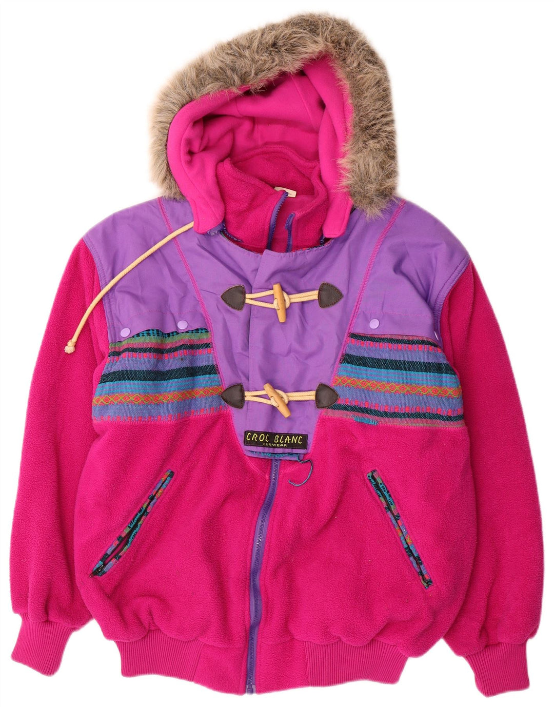 Vintage Womens Oversized Hooded Windbreaker Jacket UK 14 Medium Pink