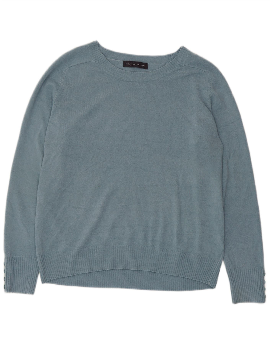 Marks & Spencer Womens Boat Neck Jumper Sweater UK 14 Medium  Blue Acrylic