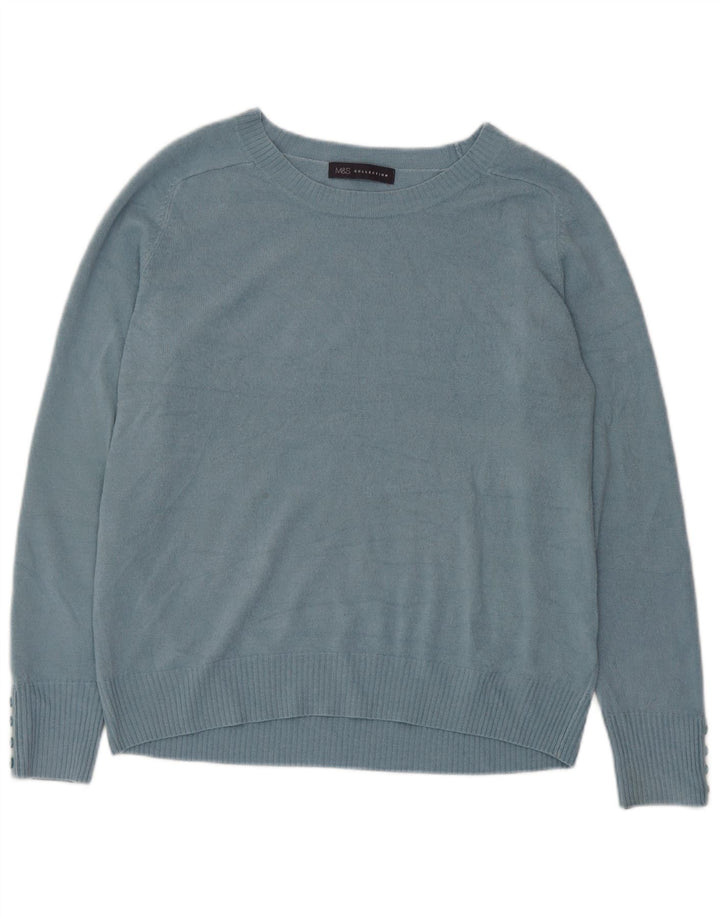 Marks & Spencer Womens Boat Neck Jumper Sweater UK 14 Medium  Blue Acrylic