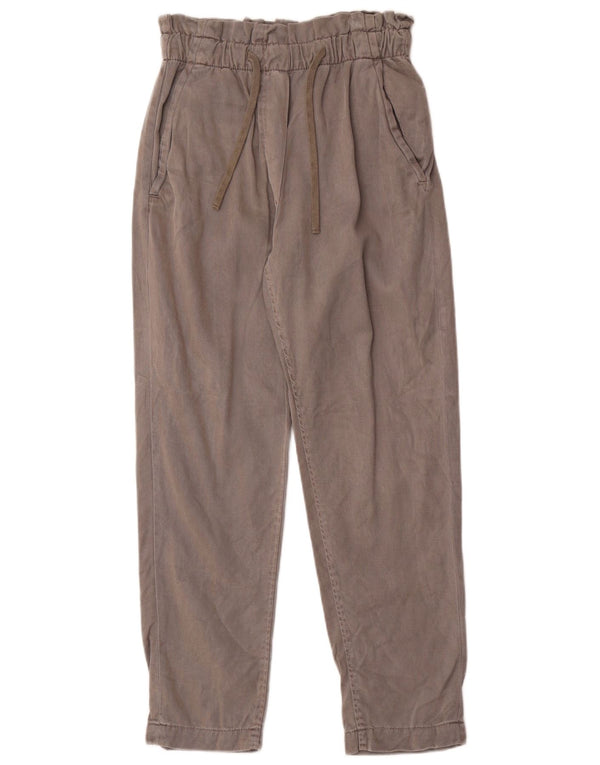 Zara Womens High Waist Tapered Casual Trousers XS W24 L27 Grey Lyocell