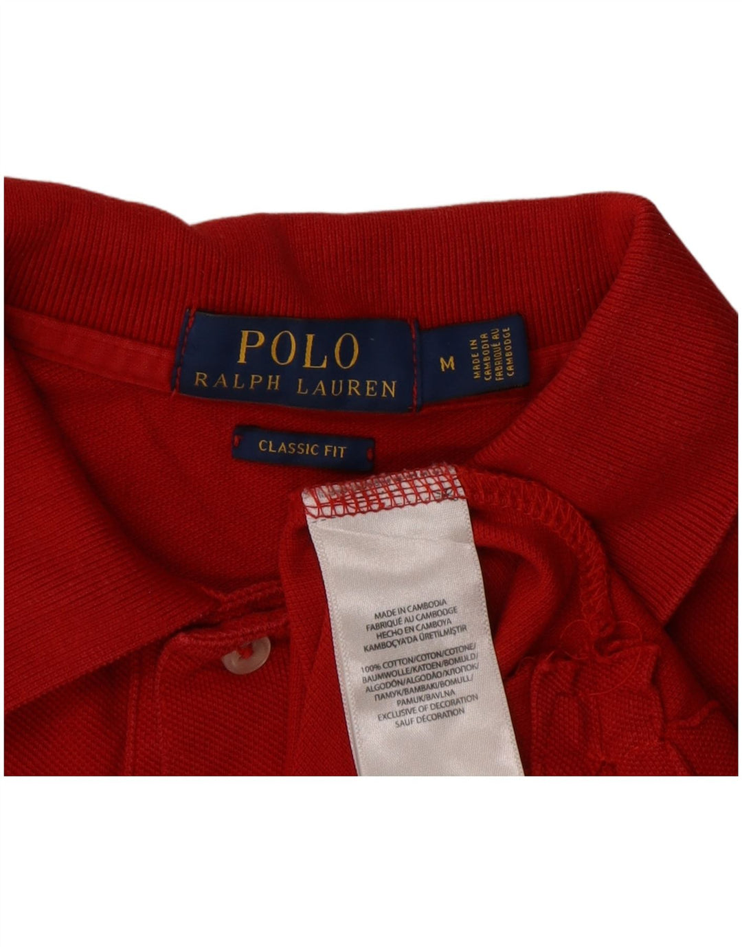 Polo Ralph Lauren Mens Classic Fit Polo Shirt Medium Red Cotton