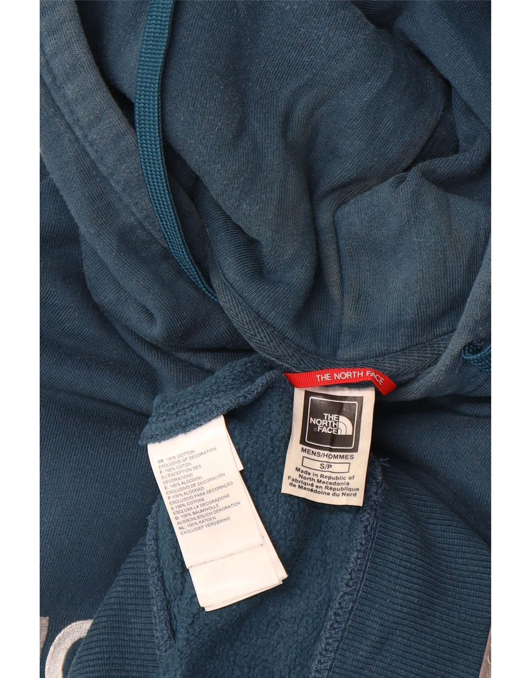 THE NORTH FACE Mens Graphic Hoodie Jumper Small Blue Cotton