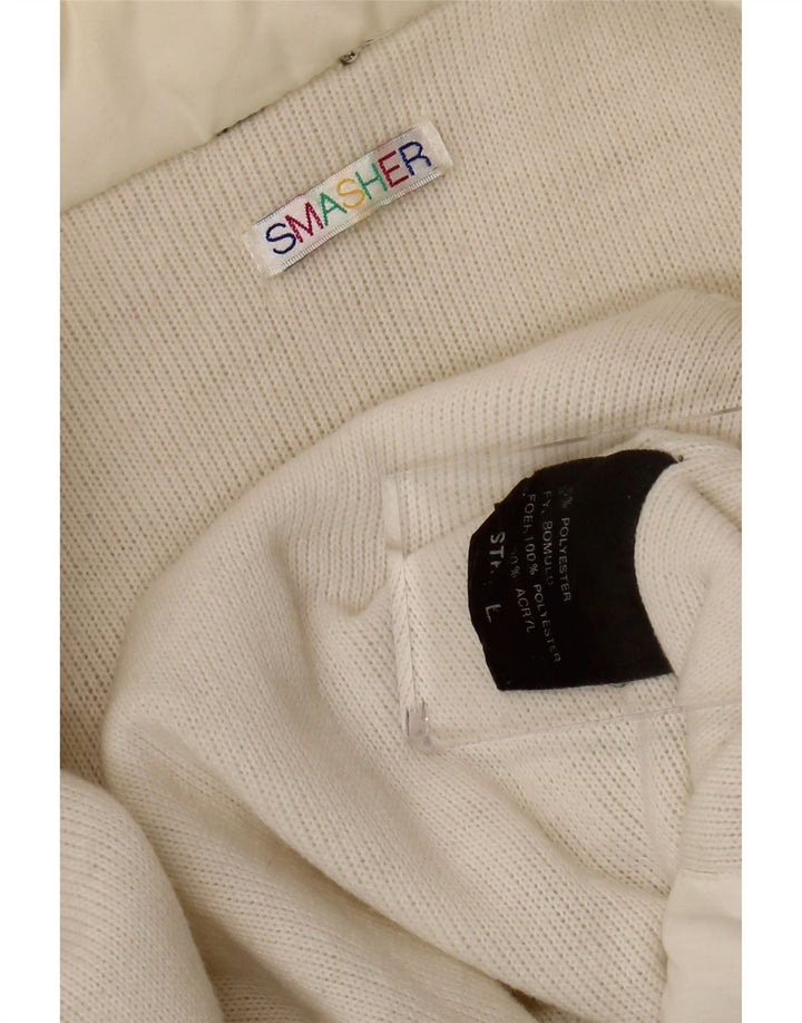 Smasher Mens Sleeveless Tracksuit Top Jacket Large White Polyester
