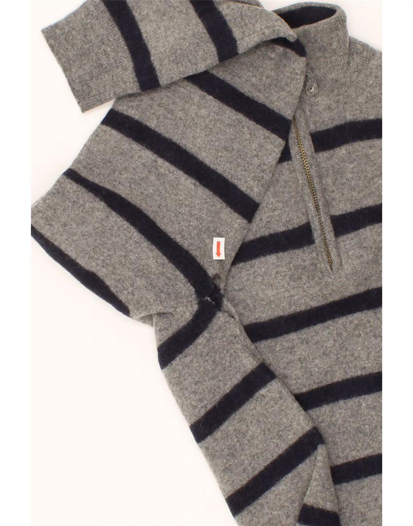 GANT Boys Zip Neck Jumper Sweater 10-11 Years Medium  Grey Striped Vintage Gant and Second-Hand Gant from Messina Hembry 