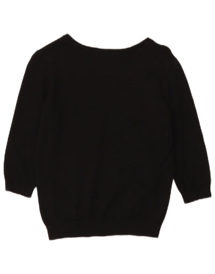 Marks & Spencer Womens Crop V-Neck Jumper Sweater UK 14 Medium Black