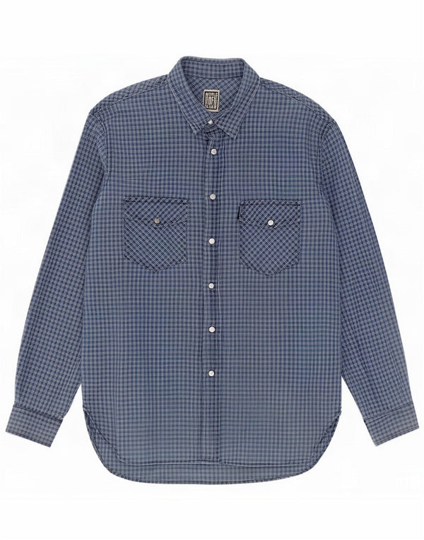 Casucci Mens Shirt XL Blue Check Cotton