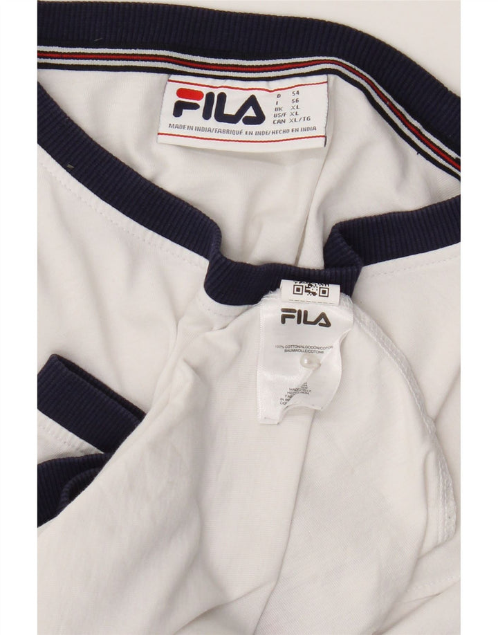 Fila Mens T-Shirt Top XL White Cotton