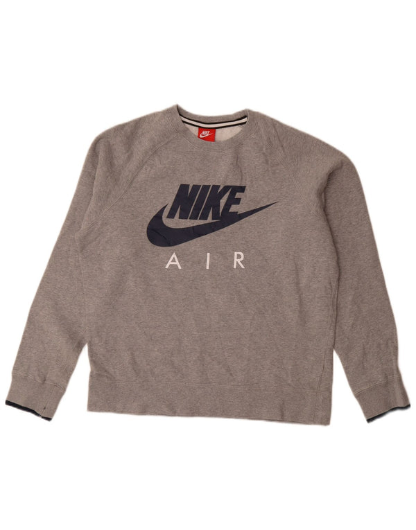 Nike Mens Graphic Sweatshirt Jumper Medium Grey Flecked Cotton
