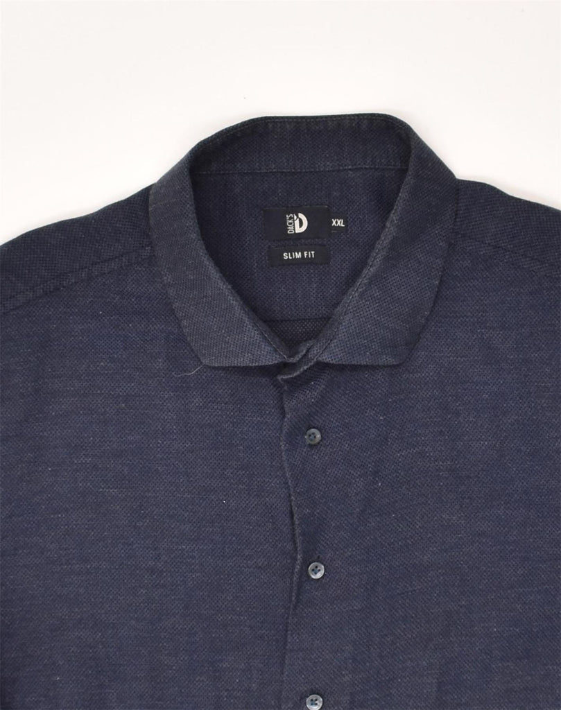 DACK'S Mens Slim Fit Shirt 2XL Navy Blue Cotton | Vintage Dack's | Thrift | Second-Hand Dack's | Used Clothing | Messina Hembry 