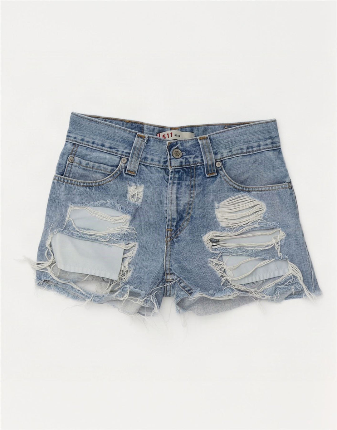 Levi's Womens 511 Distressed Slim Denim Shorts W26 Small Blue