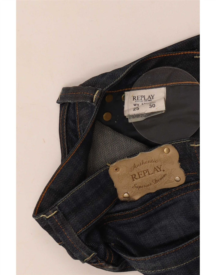 Replay Womens Slim Jeans W25 L30 Navy Blue Cotton