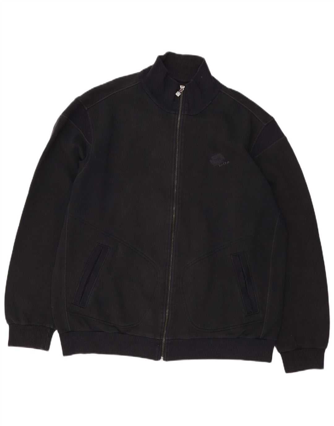 LOTTO Mens Tracksuit Top Jacket 2XL Black Cotton