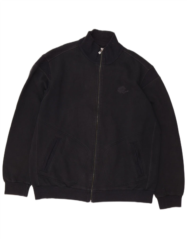 LOTTO Mens Tracksuit Top Jacket 2XL Black Cotton
