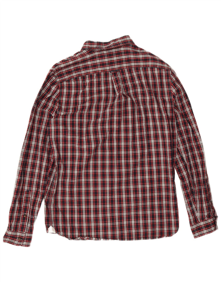 Lacoste Mens Regular Fit Flannel Shirt Size 40 Medium Red Check Cotton