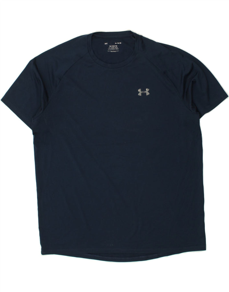 UNDER ARMOUR Mens T-Shirt Top XL Navy Blue Polyester | Vintage Under Armour | Thrift | Second-Hand Under Armour | Used Clothing | Messina Hembry 