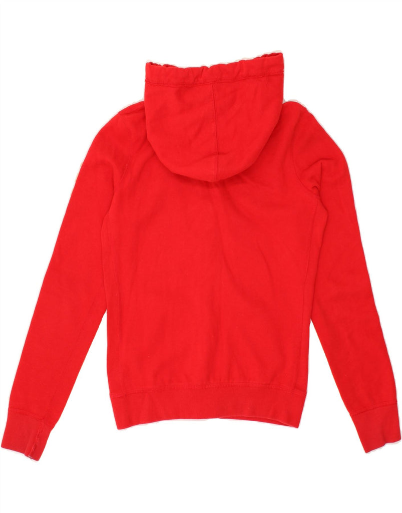 ABERCROMBIE & FITCH Womens Graphic Zip Hoodie Sweater UK 12 Medium Red | Vintage Abercrombie & Fitch | Thrift | Second-Hand Abercrombie & Fitch | Used Clothing | Messina Hembry 