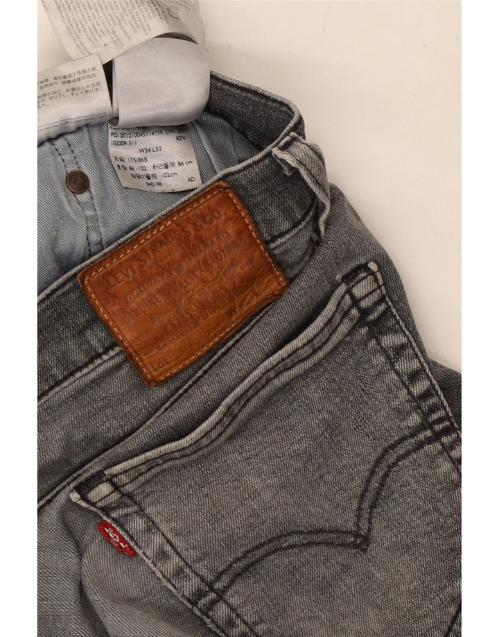 Levi's Mens Straight Jeans W34 L32 Grey Cotton