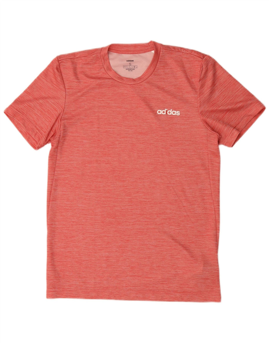 Adidas Mens Aeroready T-Shirt Top Small Pink Flecked Polyester