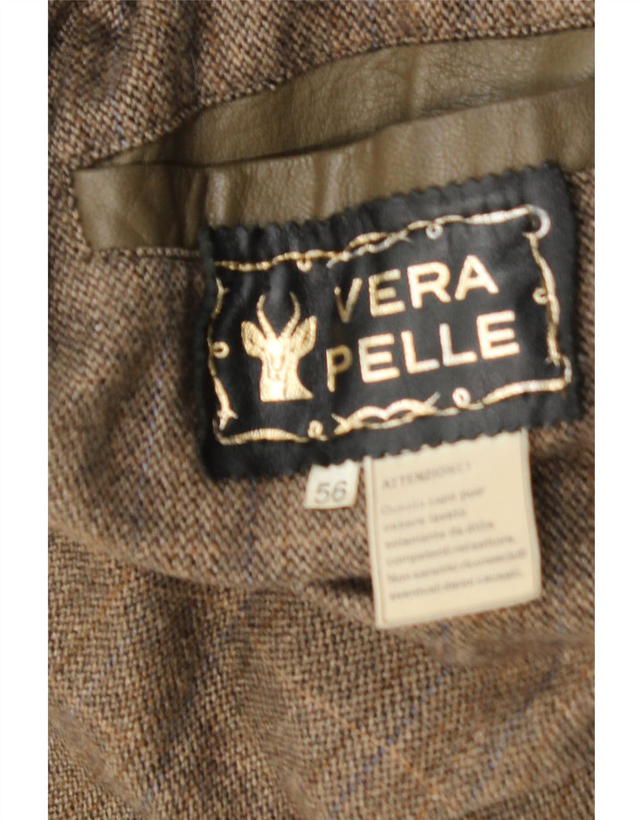 Vintage Mens Leather Jacket UK 40 Large Khaki Leather