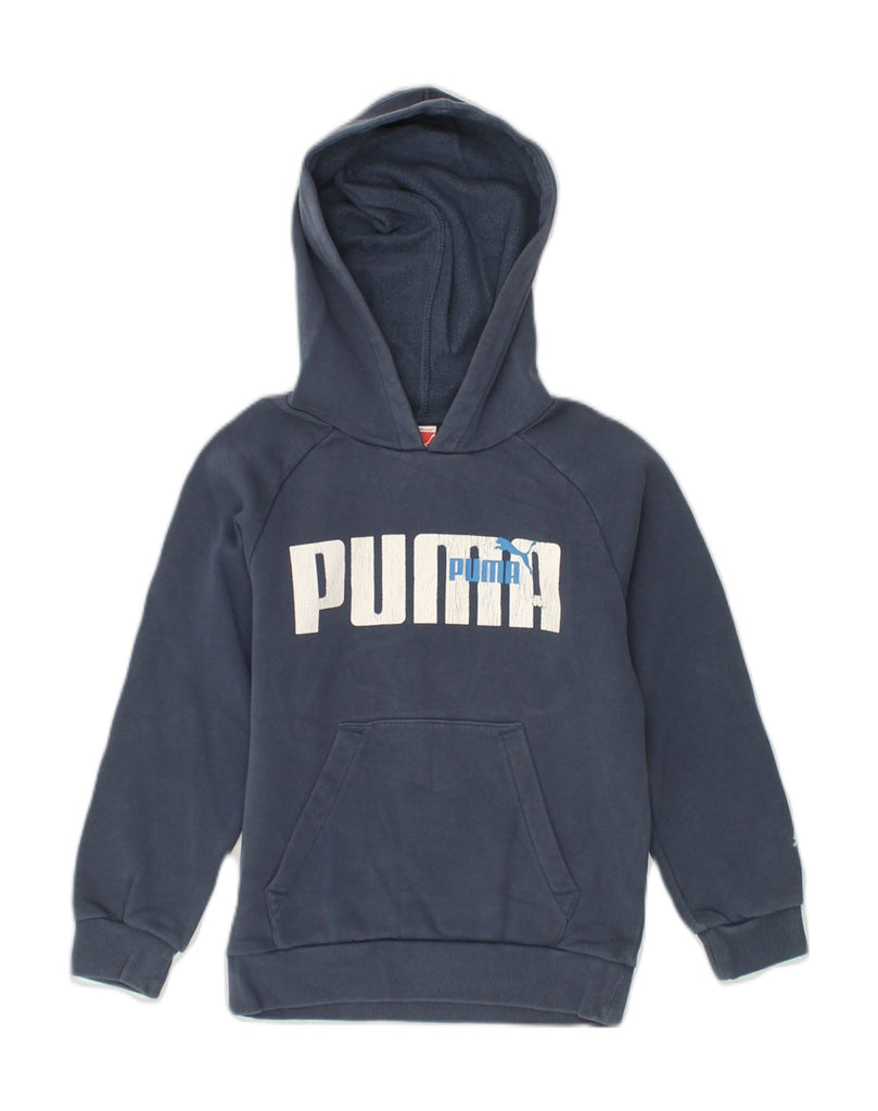 PUMA Boys Graphic Hoodie Jumper UK 24/26 7-8 Years  Blue Cotton | Vintage Puma | Thrift | Second-Hand Puma | Used Clothing | Messina Hembry 