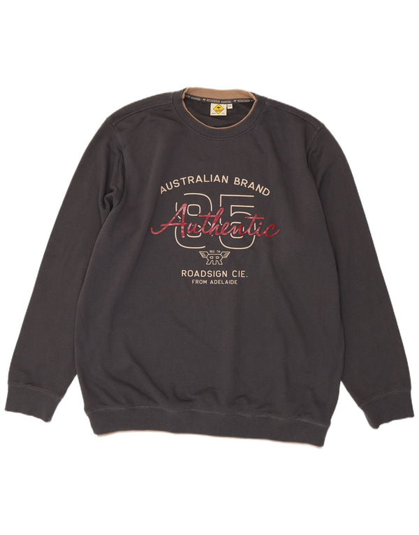 Roadsign Mens Graphic Sweatshirt Jumper 3XL Grey Cotton