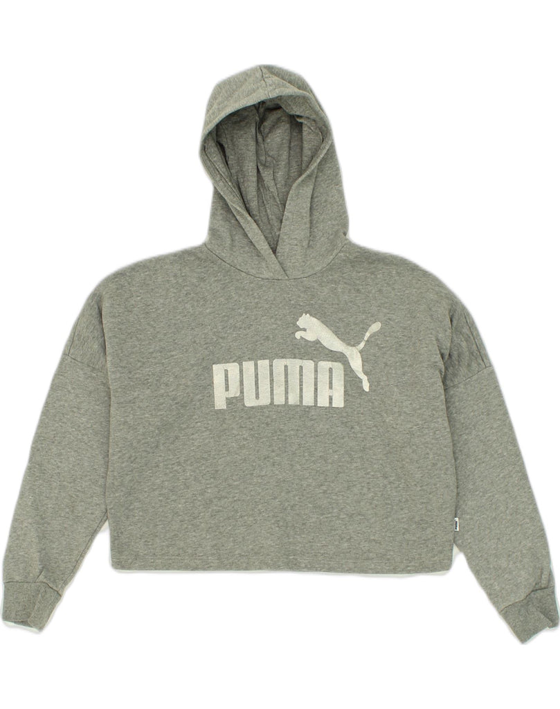 PUMA Girls Oversized Graphic Hoodie Jumper 11-12 Years Grey Cotton | Vintage Puma | Thrift | Second-Hand Puma | Used Clothing | Messina Hembry 