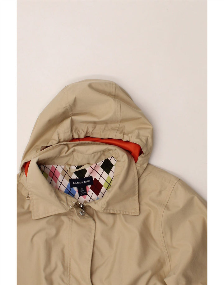 LANDS END Womens Loose Fit Hooded Utility Jacket UK 10/12 Medium Beige Vintage Lands End and Second-Hand Lands End from Messina Hembry 