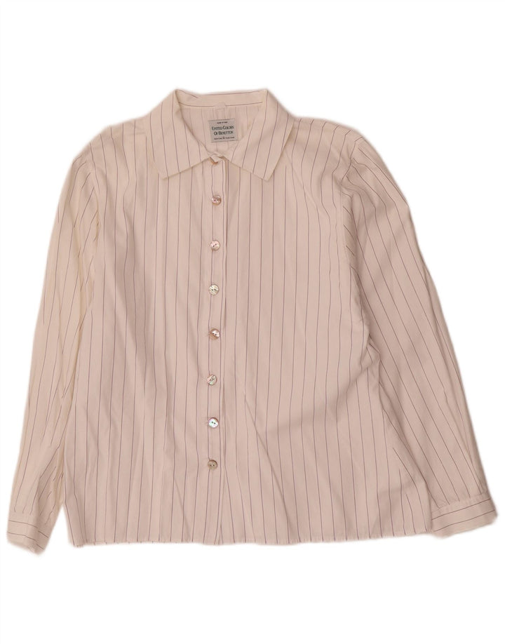 Benetton Womens Shirt UK 16 Large White Striped