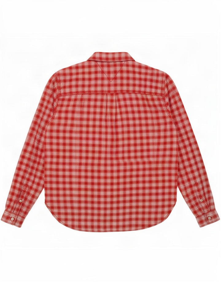 Tommy Hilfiger Womens Shirt UK 14 Medium Red Check Cotton