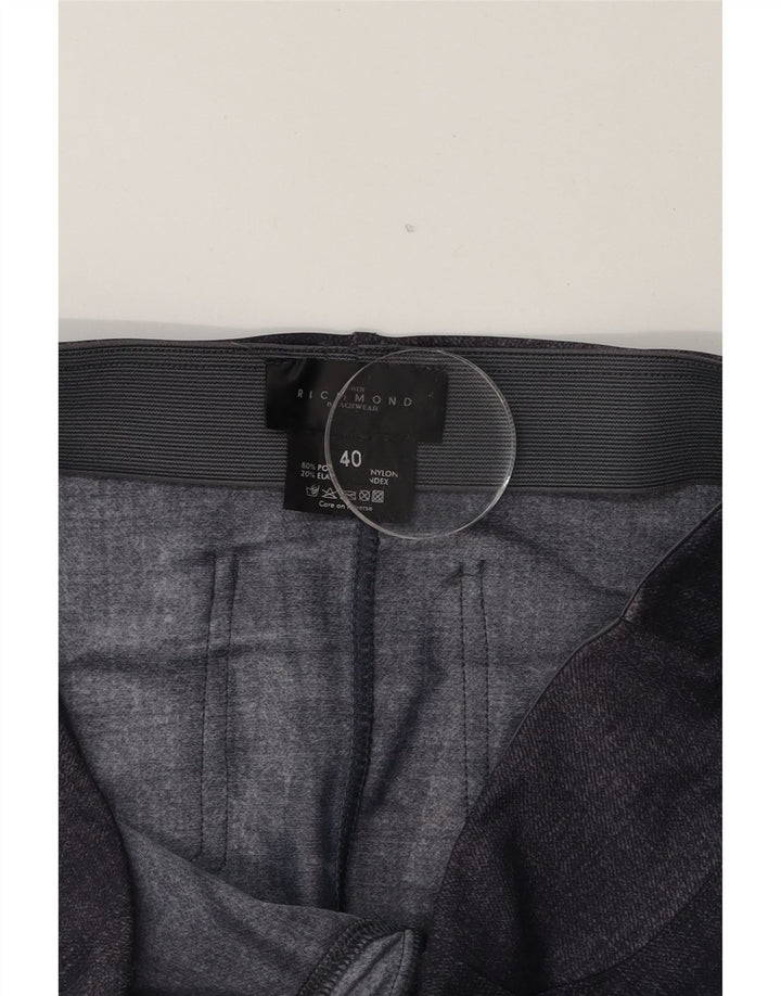RICHMOND Womens Graphic Mini Skirt EU 40 Medium W34  Navy Blue Polyester Vintage Richmond and Second-Hand Richmond from Messina Hembry 